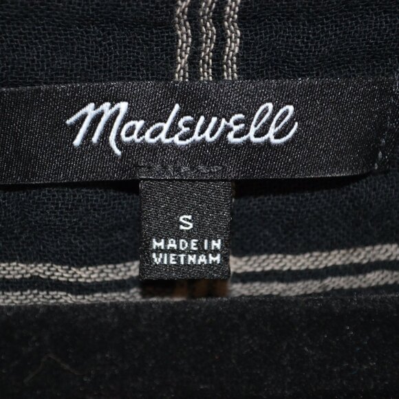 Madewell Light Spun Evert Windowpane Long Sleeve V Neck 1/2 Button Down Blouse S - Picture 9 of 10